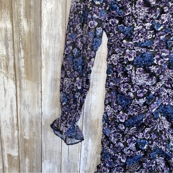 Vici Floral Ruched Mini Dress Black & Purple - Picture 4 of 8